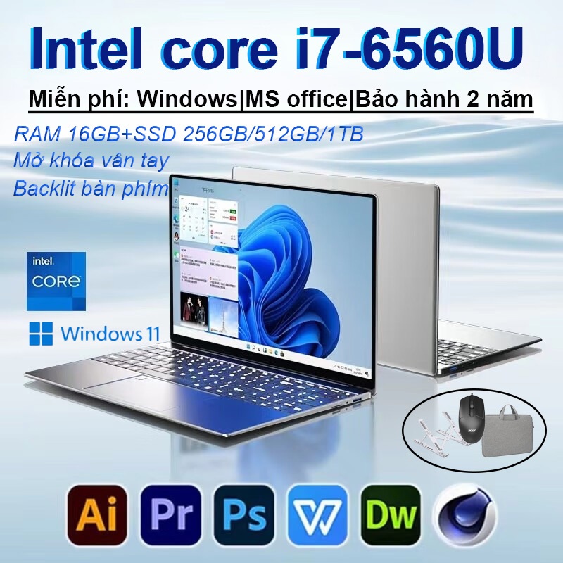 Máy tính xách tay mới Intel Core i7-6560U, RAM 16GB+SSD 1TB, Bàn phím Backlit+Bảo hành 2 năm