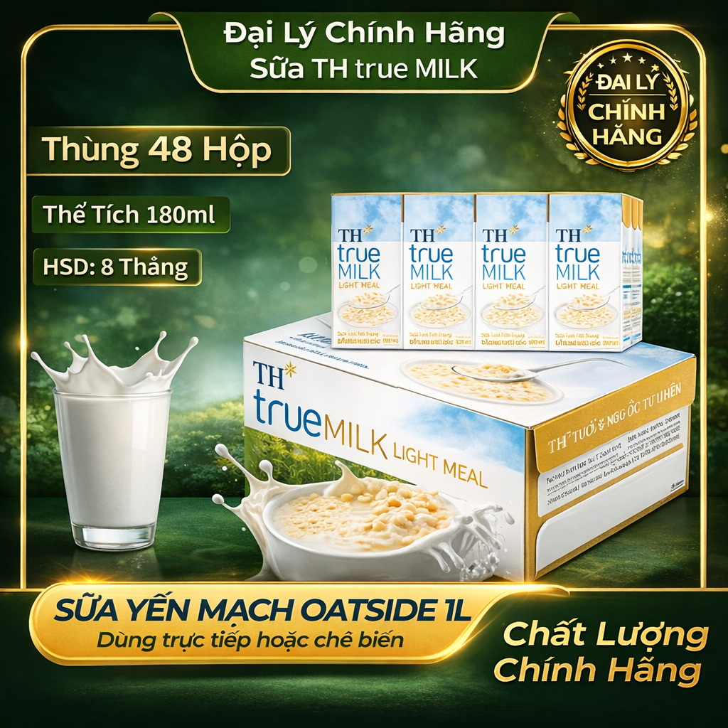 Sữa TH True MIlk Ngũ Cốc Light Meat 180ml Tiệt Trùng  Đại Lý Chính Hãng TH True MIlk