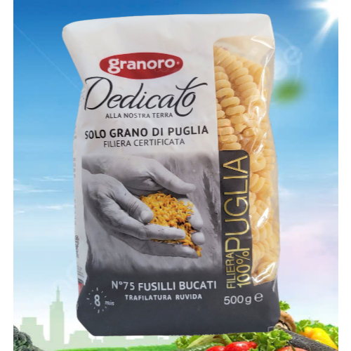 GRANORO ++ gói 500g / N75 ++ NUI XOẮN LÕI RỖNG Ý Delicato Fusilli Bucati Pasta