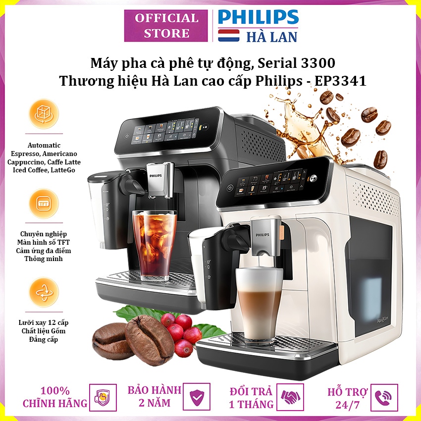 Máy pha cà phê tự động Espresso, Americano, Capuccino, Latte thương hiệu Philips EP3341 Serial 3300 