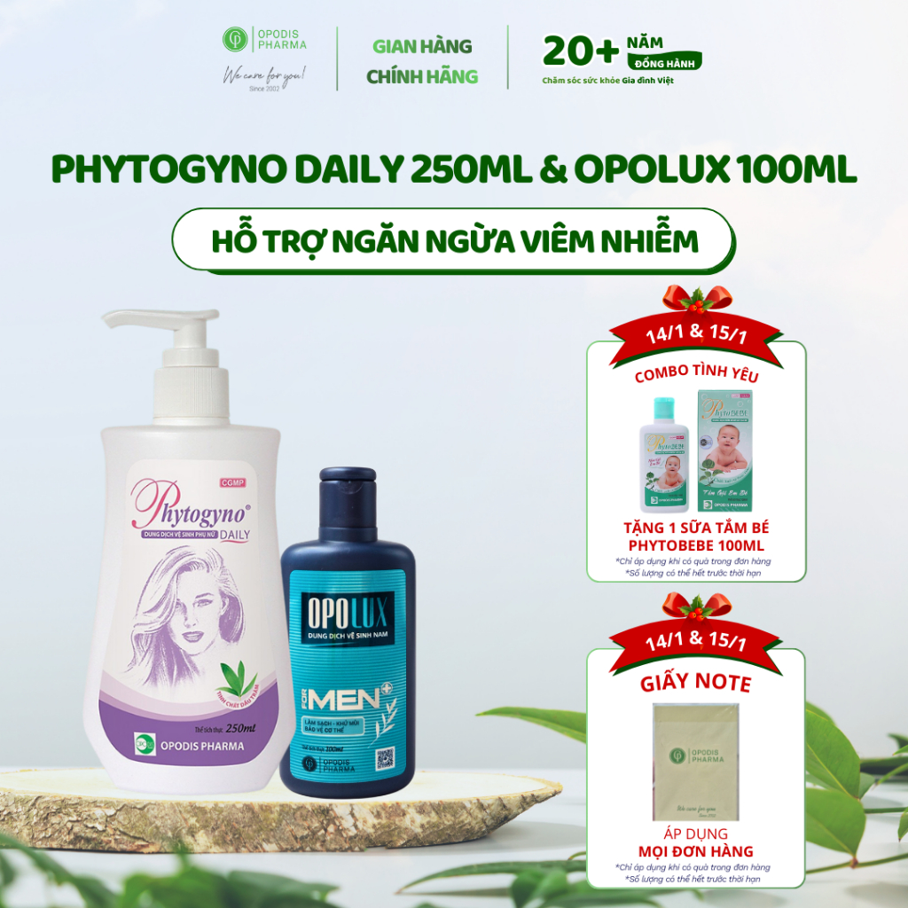 Combo 2 Chai DDVS nữ Phytogyno Daily 250ml và DDVS Nam Opolux 100ml