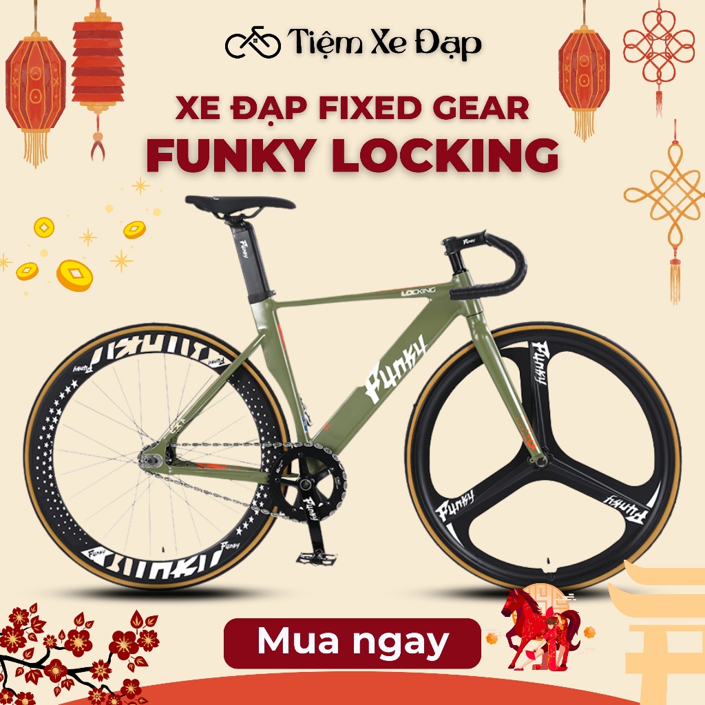 Xe Đạp Fixed Gear FUNKY LOCKING, Khung Nhôm 6061, Vành Đúc, Quà tặng hấp dẫn| Xe Đạp FUNKY Việt Nam