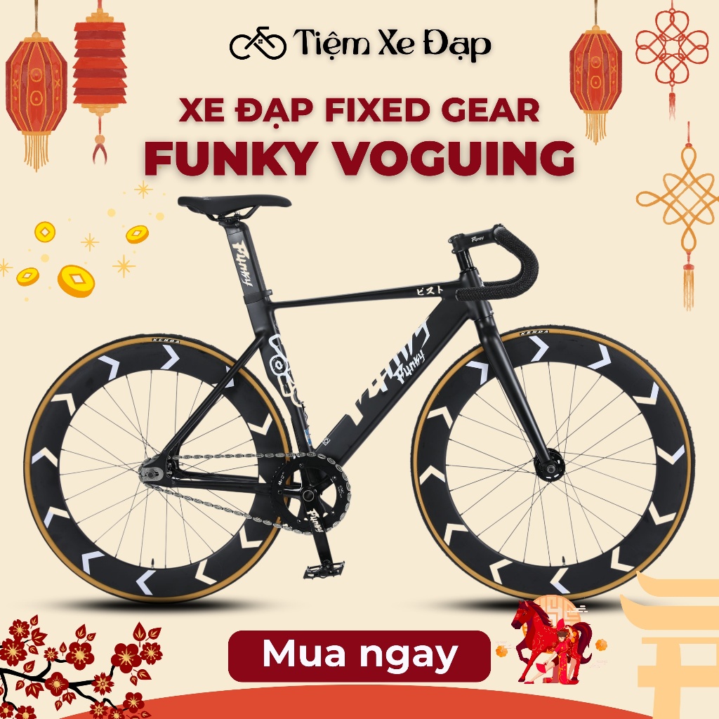 Xe Đạp Fixed Gear FUNKY VOGUING, Khung Nhôm 6061, Trục Rỗng, Quà tặng hấp dẫn| Xe Đạp FUNKY Việt Nam