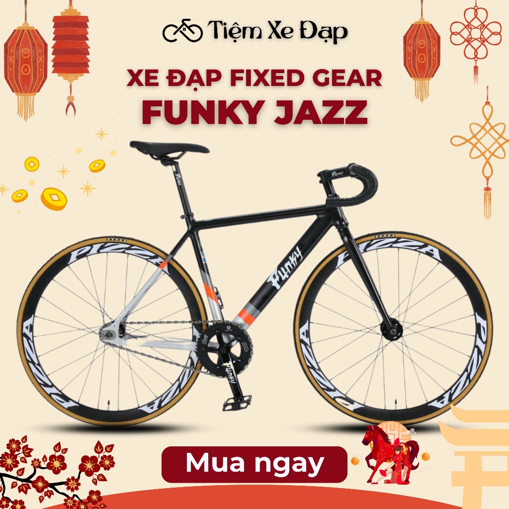 Xe Đạp Fixed Gear FUNKY JAZZ, Khung Nhôm 6061, Vành Nhôm, Quà tặng hấp dẫn | Xe Đạp FUNKY Việt Nam