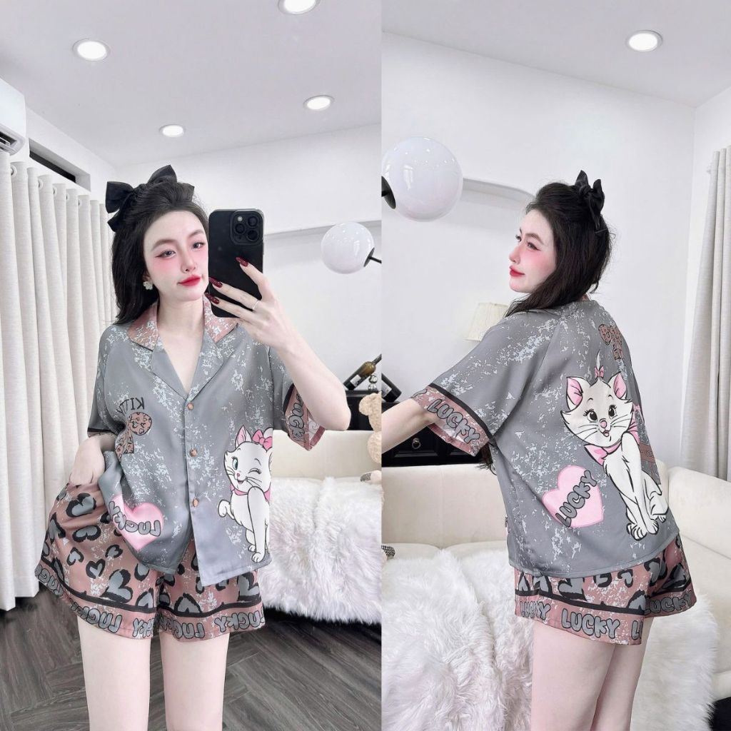 Đồ Ngủ Nữ MIKY, Đồ Ngủ Mặc Nhà Croptop lụa Latin In 3D cao cấp mềm mại xinh xắn dễ thương < 65KG M18 | BigBuy360 - bigbuy360.vn