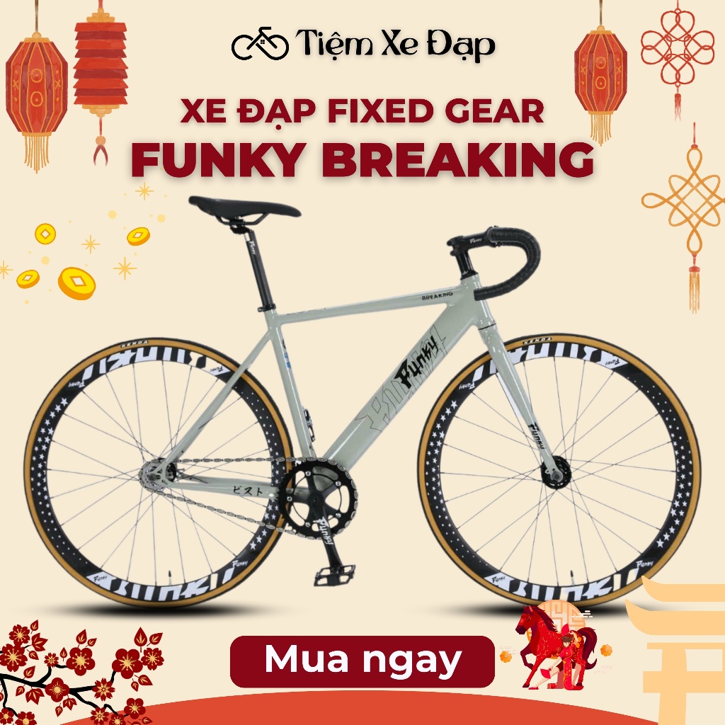 Xe Đạp Fixed Gear FUNKY BREAKING, Khung Thép, Vành Nhôm, Quà tặng hấp dẫn| Xe Đạp FUNKY Việt Nam