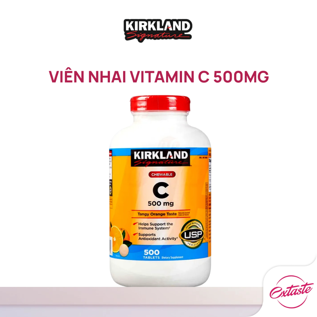 Viên nhai bổ sung Vitamin C Kirkland Signature 500mg hộp 500 viên tăng sức đề kháng