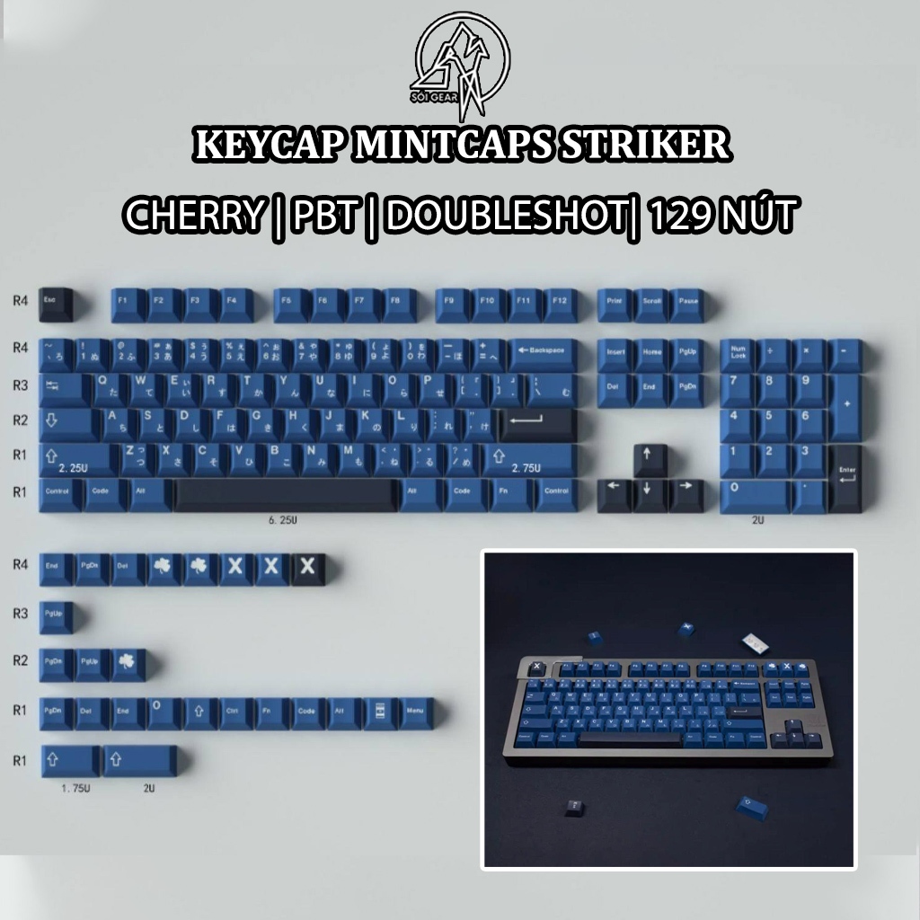 [HỎA TỐC HN - HCM] Bộ nút bàn phím cơ Keycap Cherry Striker - PBT Doubleshot - 160 phím