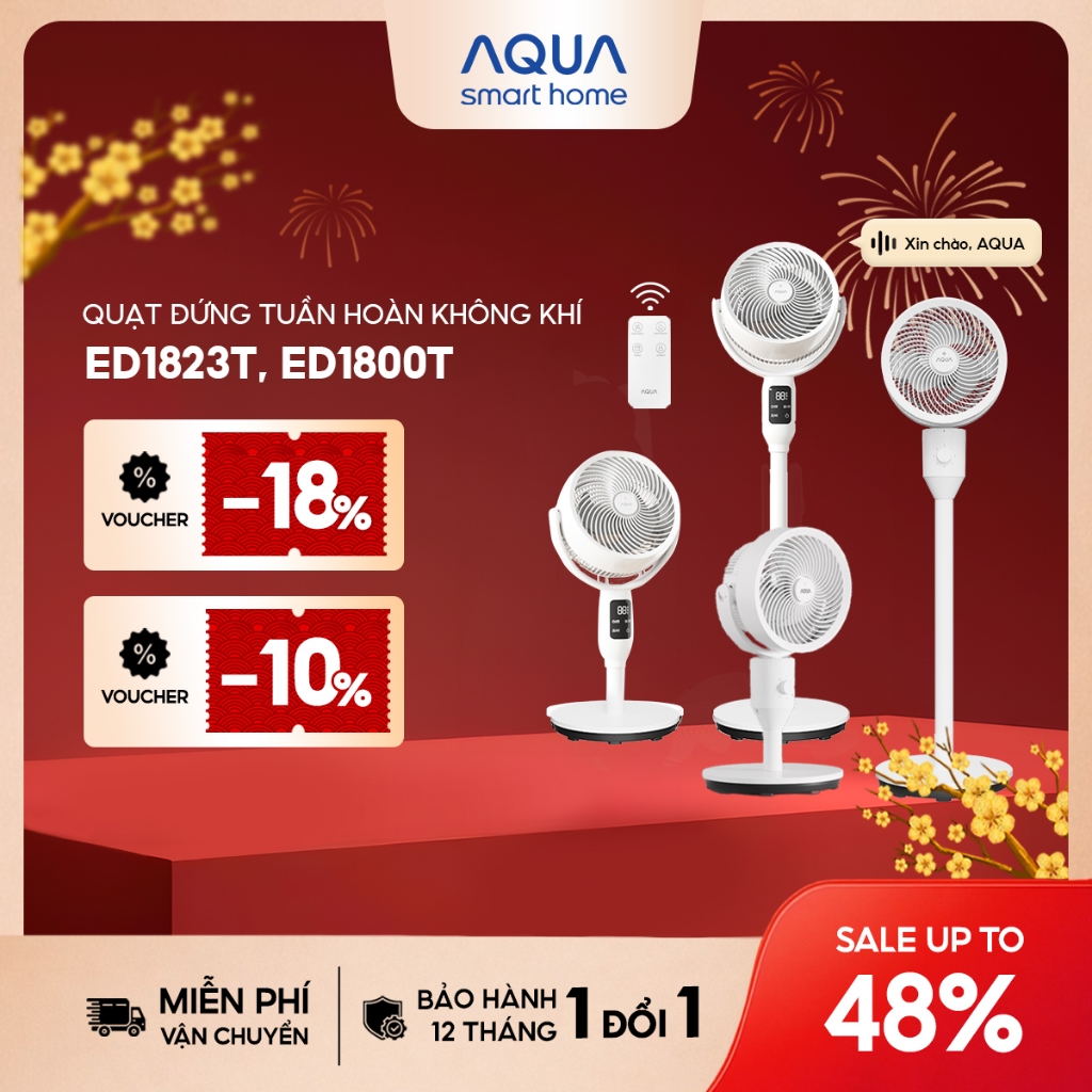 Quạt đứng tuần hoàn không khí AQUA ED1823T, ED1800T có khay tinh dầu, tuỳ chỉnh độ dài