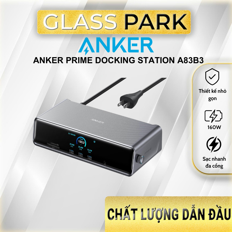Trạm Sạc Anker Prime 14 in 1 160W - A83B3 truyền dữ liệu tốc độ cao, hỗ trợ xuất hình ảnh 8K sắc nét