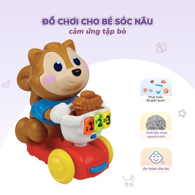 Đồ chơi Sóc nâu cảm ứng tập bò, đuổi bắt vui nhộn Winfun cho bé từ 1 tới 3 tuổi