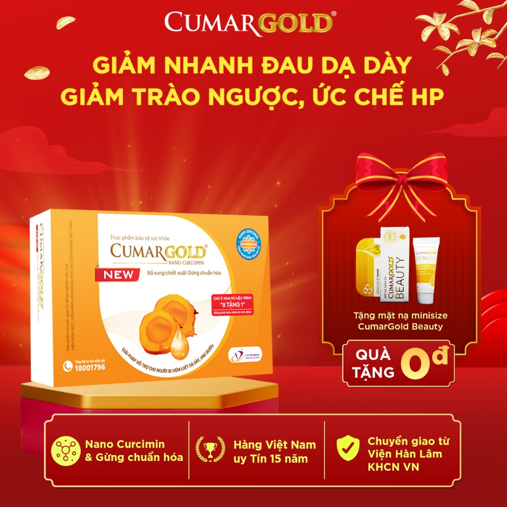 Viên Dạ Dày CumarGold New 30 Viên Hỗ Trợ Giảm Đau Dạ Dày, Trào Ngược Từ Nano Curcumin - CMG01