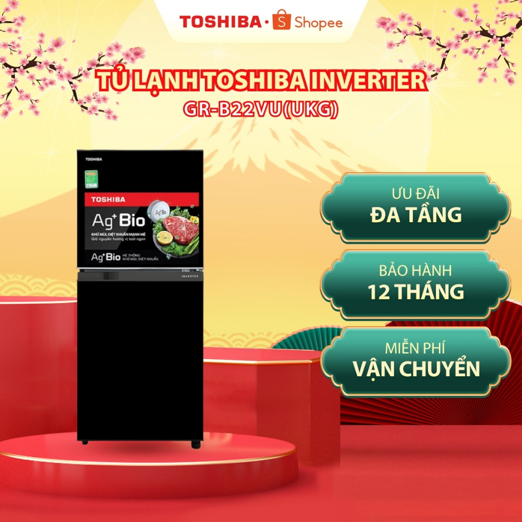 [Freeship HCM] Tủ lạnh Toshiba Inverter 180 lít GR-B22VU(UKG) - Hàng chính hãng, bảo hành 2 năm