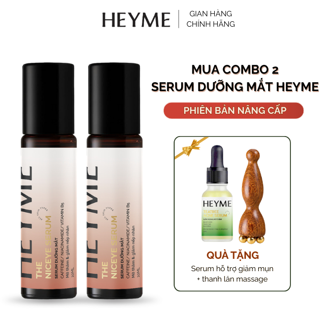 Combo 2 serum hỗ trợ giảm quầng thâm mắt HEYME 10ML - Chiết xuất hoa hồng cho làn da dưới mắt dịu dà