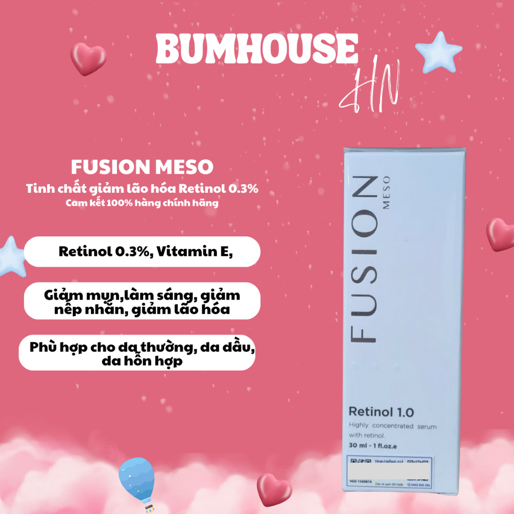Tinh Chất Fusion Meso Retinol 1.0 Hỗ Trợ Giảm Mụn & giảm lão hóa - 30ml