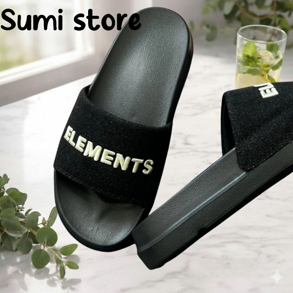 Dép Elements Silde Chunky chữ thêu nam nữ - Dép quai ngang Elements nam nữ chữ thêu dế cao