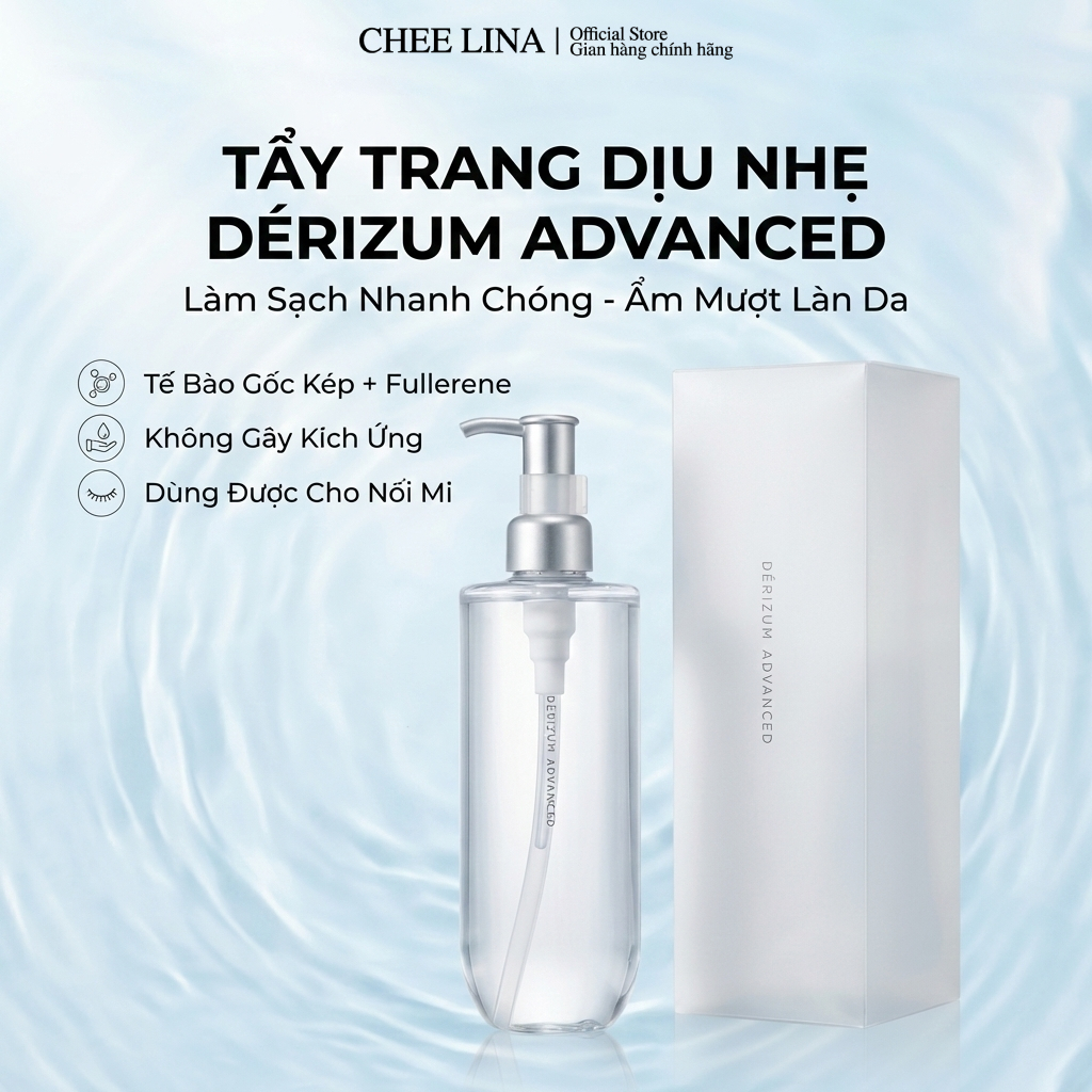 Nước Tẩy Trang Derizum Advanced Cleansing Water Tế Bào Gốc Fullerene Dịu Nhẹ 140ml | Chee Lina Offic