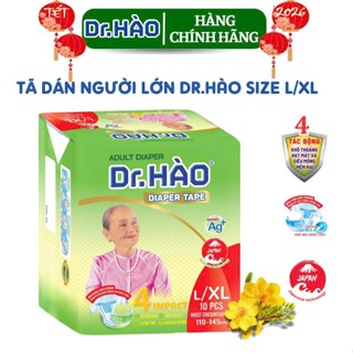 Tã Dán Người Già Dr.HÀO Size L/XL 10 Miếng/Gói, Kháng Khuẩn, Chống Hăm, Khử Mùi