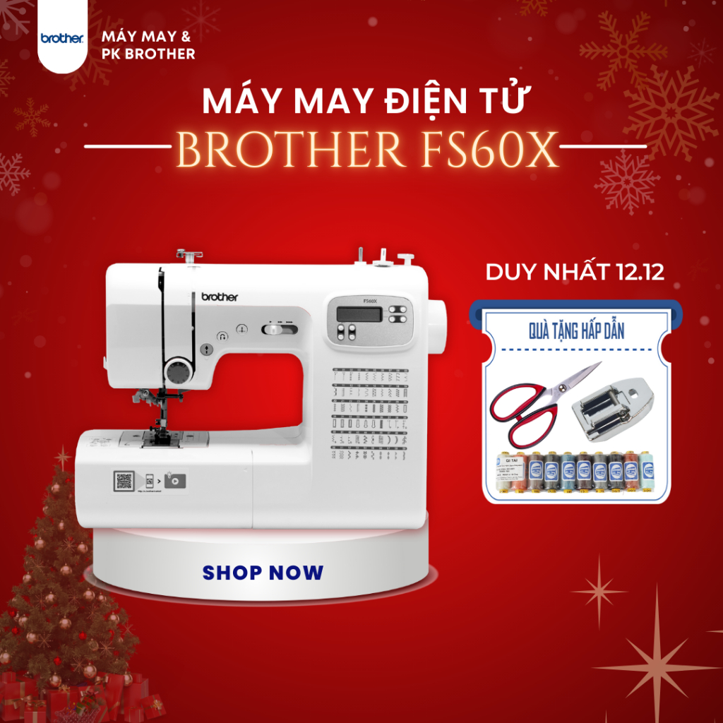 Máy May Điện Tử Cao Cấp Nhật Bản Brother FS60X, May tự dồng, màn hình hiển thị LCD, BH 2 năm