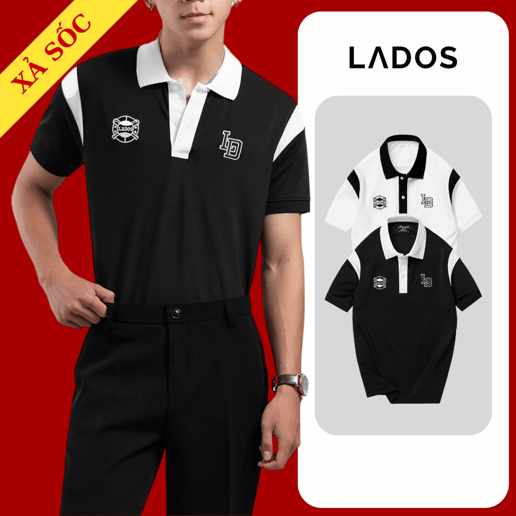 Áo Thun Polo Nam Ngắn Tay Kiểu Bóng Chày LADOS-9165 Vải Cotton Cao Cấp Kiểu Dáng Trẻ Trung