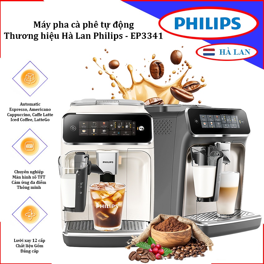 Máy pha cà phê tự động Serial 3300 Espresso, Americano, Capuccino, Latte. Thương hiệu Philips - EP33
