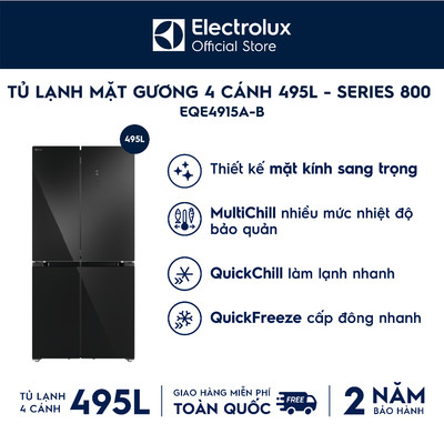 Chỉ giao miền Bắc - Free giao hàng - Tủ lạnh Electrolux 4 cánh Series 800 495L EQE4915A-B - Ngăn đông mềm, BH 24 tháng
