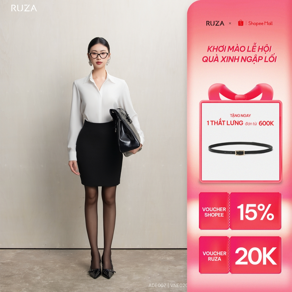Chân váy ngắn nữ RUZA lụa lạnh dáng công sở thời trang thanh lịch RUZA VNC008 09