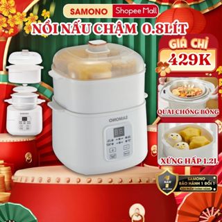 Nồi Nấu Chậm 0.8 Lít Samono SW-SC08B, Đa Năng Nấu Cháo Ninh Hầm Giữ Ấm, Giữ Trọn Chất Dinh Dưỡng - BH 1 năm
