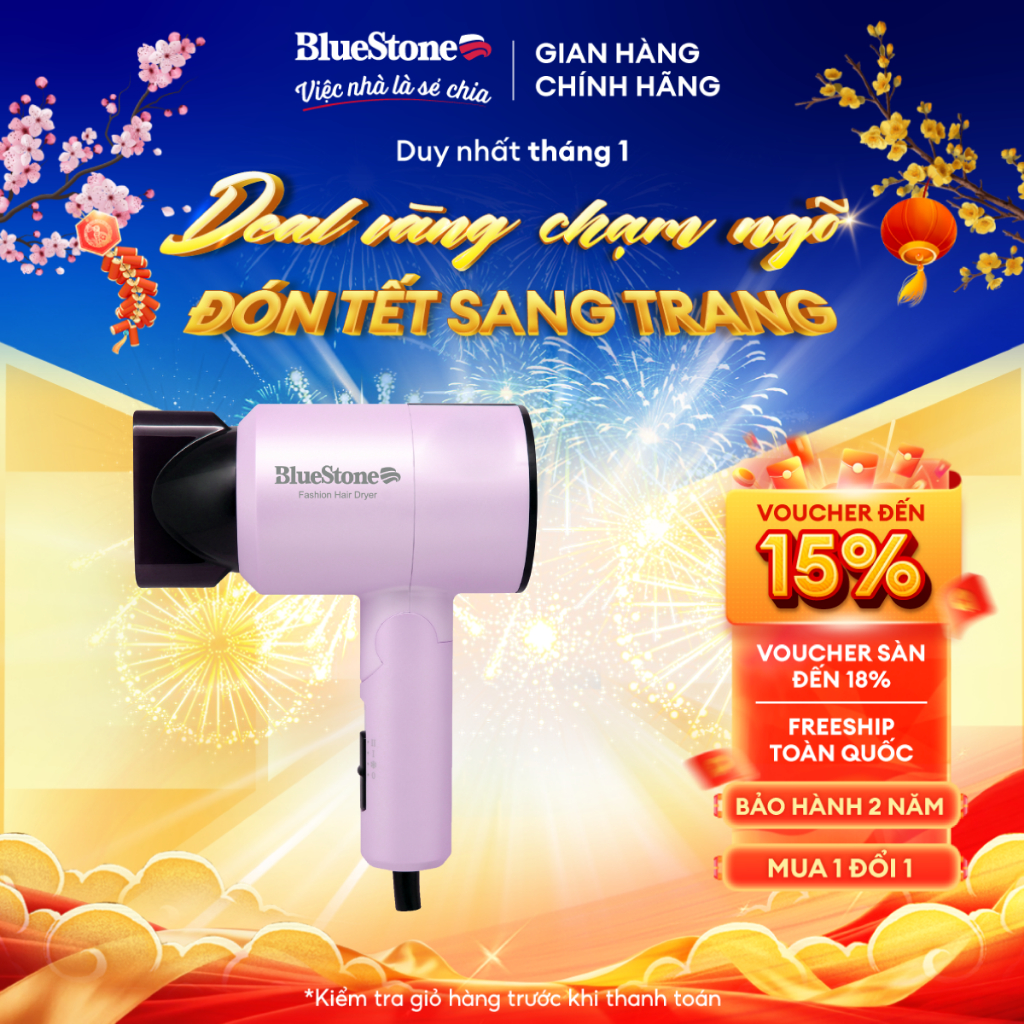 Máy Sấy Tóc BlueStone HDB-1827 | 1100W – Nhỏ Gọn – 3 Chế Độ Sấy – Bảo Vệ Tóc – Bảo Hành 2 Năm