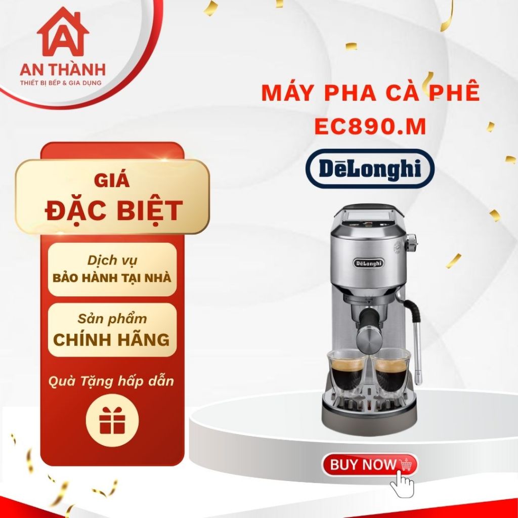 Máy pha cà phê espresso DeLonghi Dedica Duo EC890.M – Gọn Nhẹ, Phù Hợp Mọi Gian Bếp