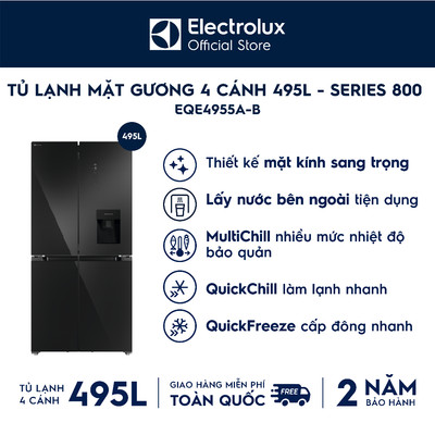 [Mới] Free giao hàng - Tủ lạnh Electrolux 4 cánh Series 800 495L EQE4955A-B - Ngăn đông mềm, Inverter, BH 24 tháng