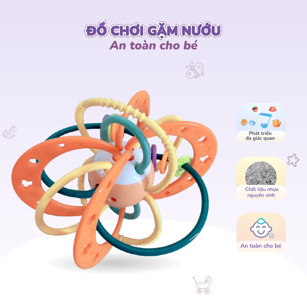 Gặm nướu cho bé vòng hạt luyện vận động tinh kích thích thị giác silicon cao cấp Toyshouse