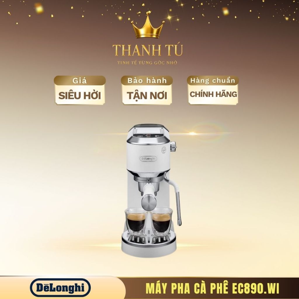 Máy pha cà phê Delonghi EC890.WI – Dedica Duo Màu Trắng, Hiện Đại & Tinh Tế