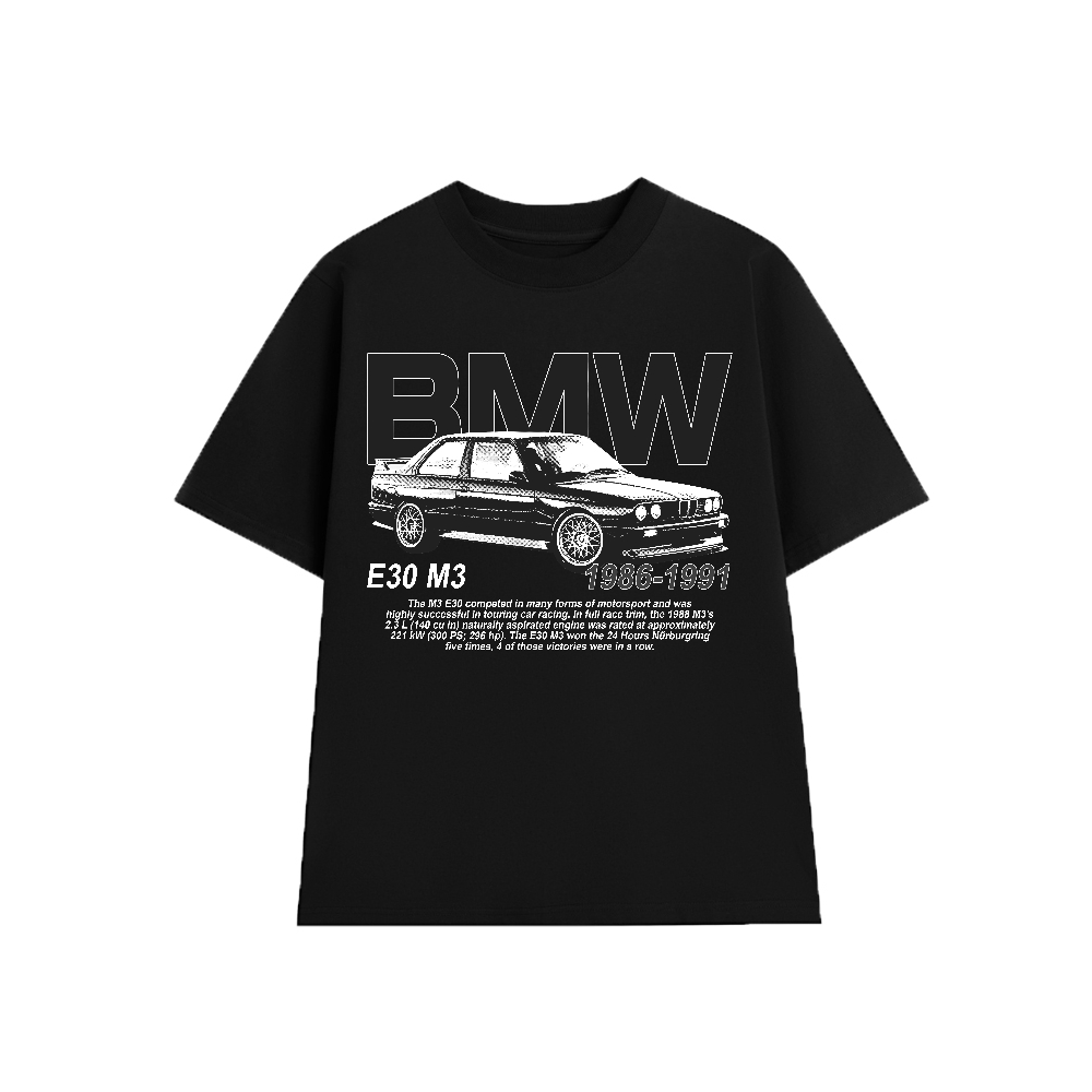 Áo Thun BMW E30 M3, Unisex Form Rộng Cotton Mềm