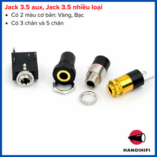 Jack 3.5 aux, jack audio cao cấp có ren ốc vặn màu vàng, màu bạc, aux 5 chân từ shop Hà Nội Hifi