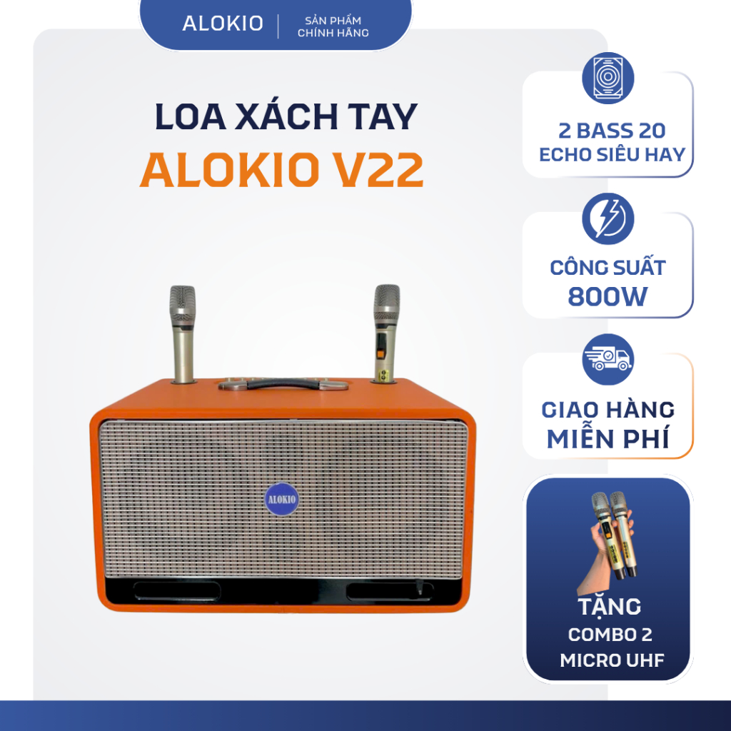 Loa Xách Tay Alokio V22 - 2 Bass 20 – Karaoke Bluetooth