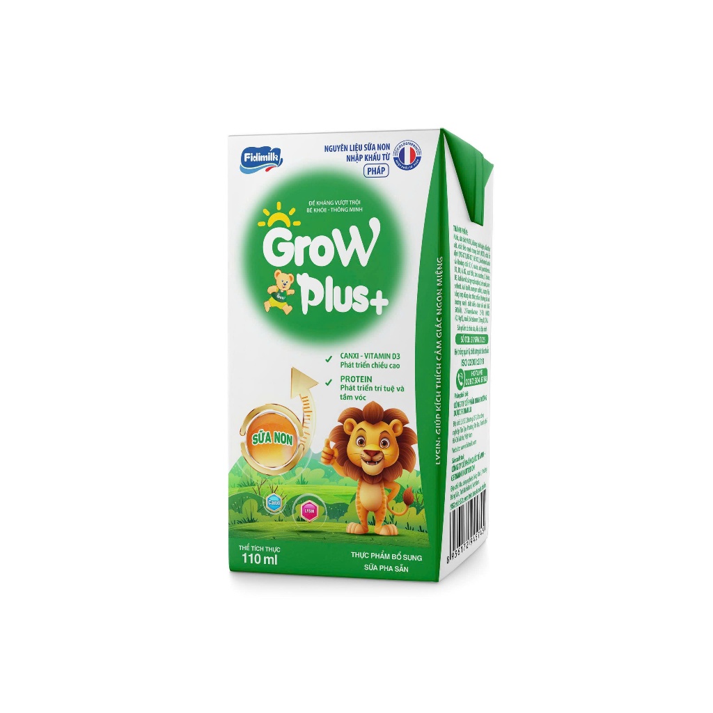 Thùng 48 hộp -  Sữa bột pha sẵn Fidimilk Grow plus 110ml xanh sư tử
