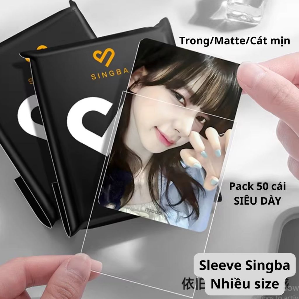 Pack 50 cái sleeve SIÊU DÀY SINGBA bọc card thẻ bài Trong/Matte/Cát Mịn [SB01]