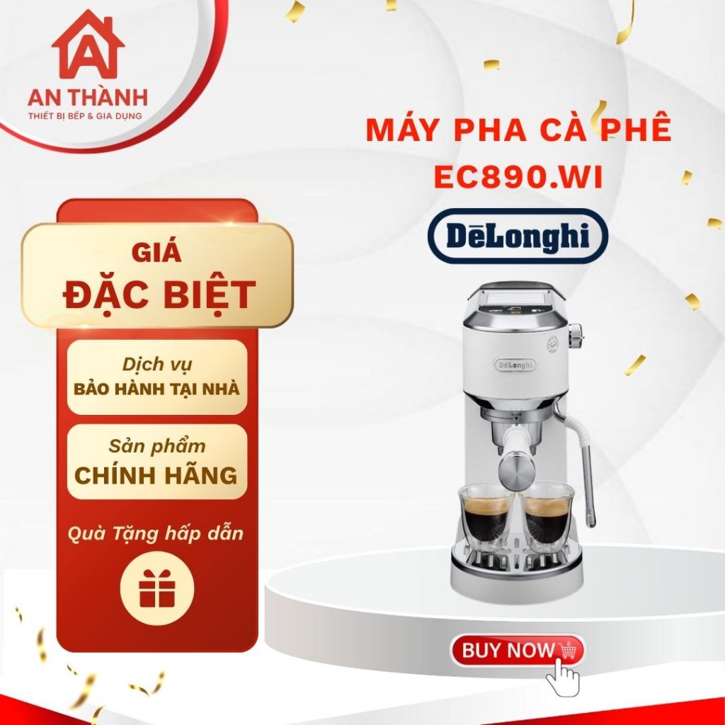 Máy pha cà phê Delonghi EC890.WI – Dedica Duo Trắng, Thiết Kế Tối Giản Sang Trọng