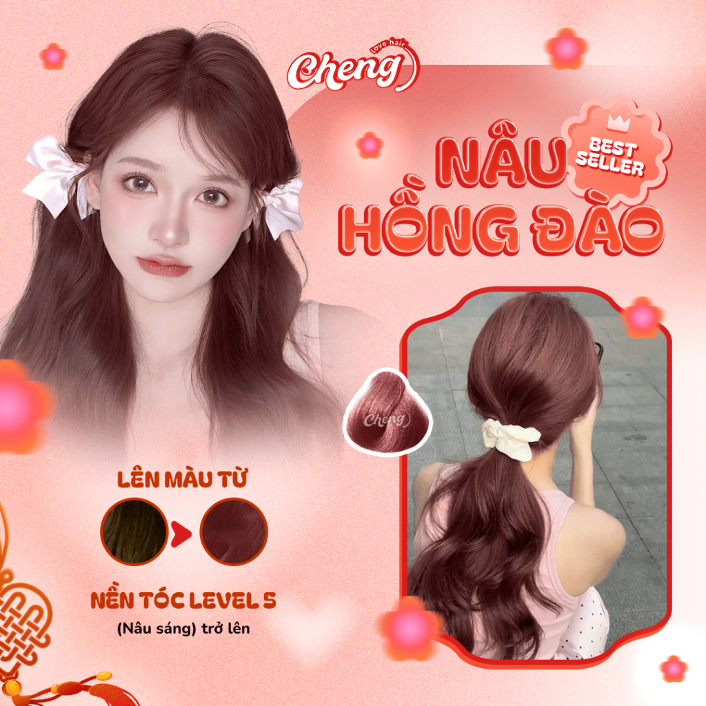 Thuốc Nhuộm Tóc Màu NÂU HỒNG ĐÀO Không Tẩy | Chenglovehair, Chenglovehairs