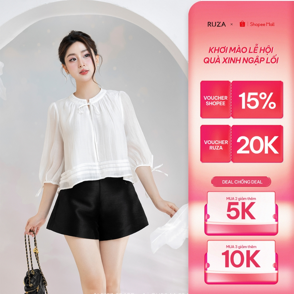 Áo sơ mi nữ RUZA tay lỡ thiết kế thời trang thanh lịch sang trọng ALF173