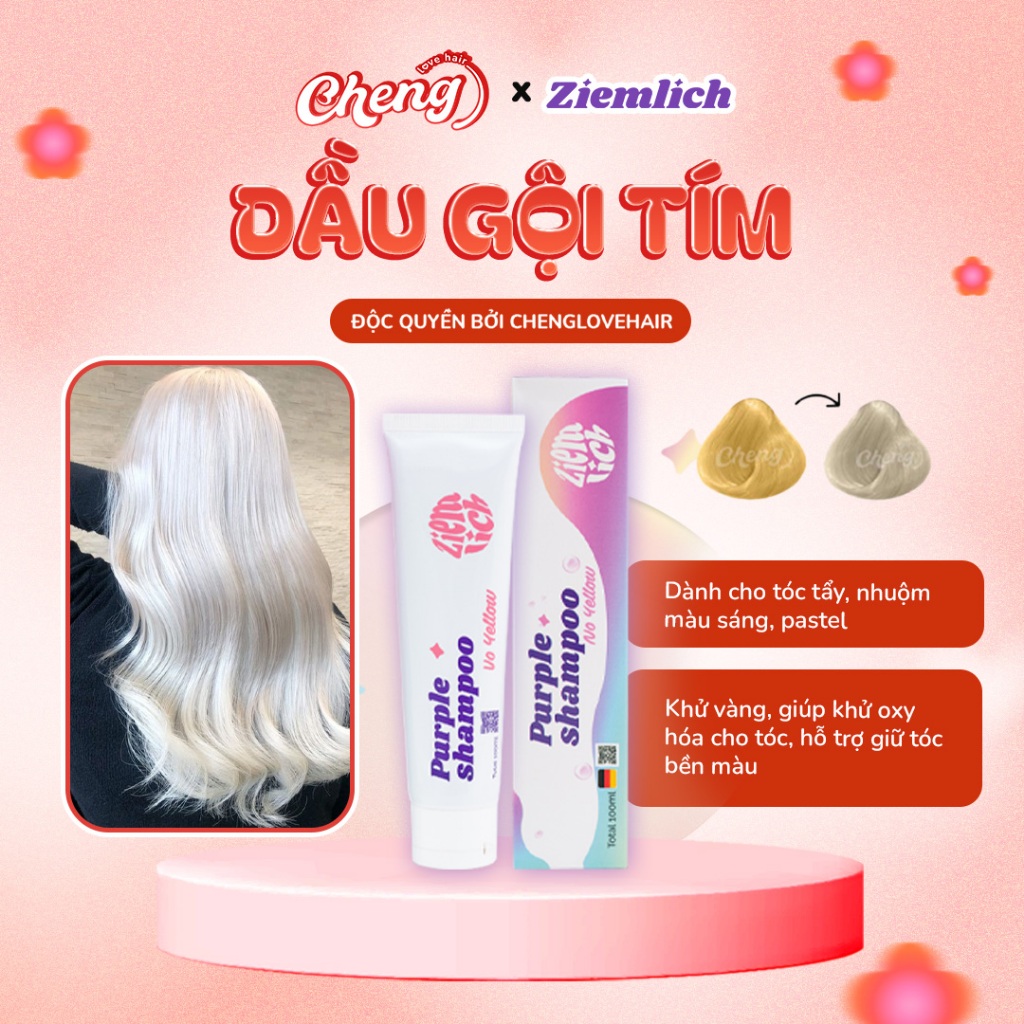 [ĐỘC QUYỀN] DẦU GỘI TÍM ZIEMLICH, Dầu Gội Khử Vàng, Giữ Màu Cho Tóc Nhuộm Sáng, Tóc Tẩy | Chenglovehair, Chenglovehairs