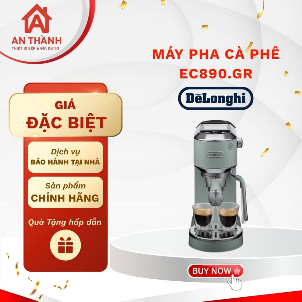 Máy pha cà phê Delonghi EC890.GR – Dedica Duo Xanh, Phong Cách Ý Hiện Đại