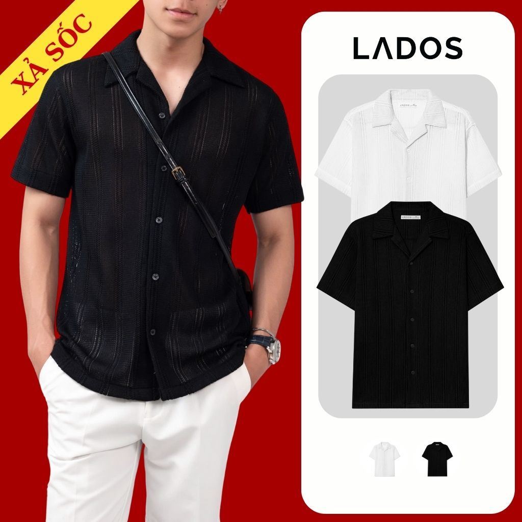Áo Sơ Mi Cuban Shirt Nam LADOS-8167  Vải Lưới Dệt Cao Cấp, Thoáng Mát, Mềm Rũ, Form Relaxed Thời Tra