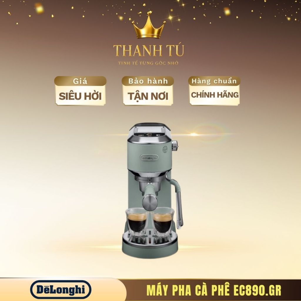 Máy pha cà phê Delonghi EC890.GR – Dedica Duo Màu Xanh, Chuẩn Espresso Ý