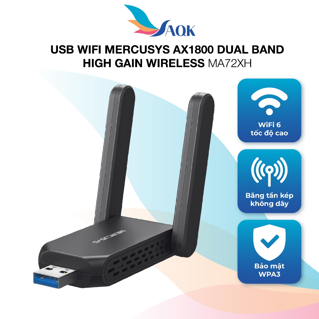 USB Wifi Mercusys AX1800 Dual Band High Gain Wireless MA72XH - Hàng chính hãng