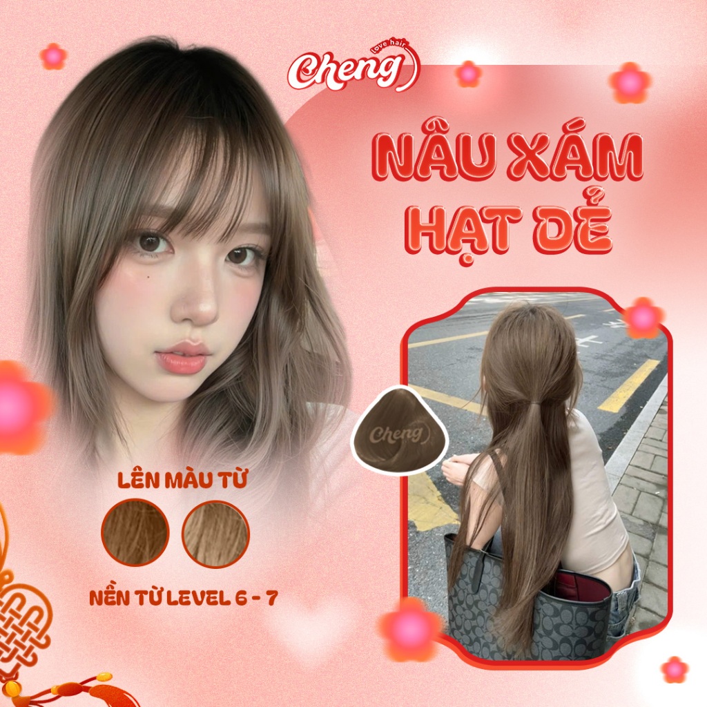 Thuốc Nhuộm Tóc Màu NÂU XÁM HẠT DẺ Không Tẩy | Chenglovehair, Chenglovehairs