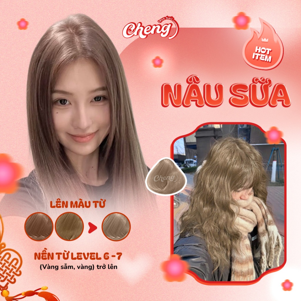 Thuốc Nhuộm Tóc Màu NÂU SỮA, NÂU TRÀ SỮA Không Tẩy | Chenglovehair, Chenglovehairs