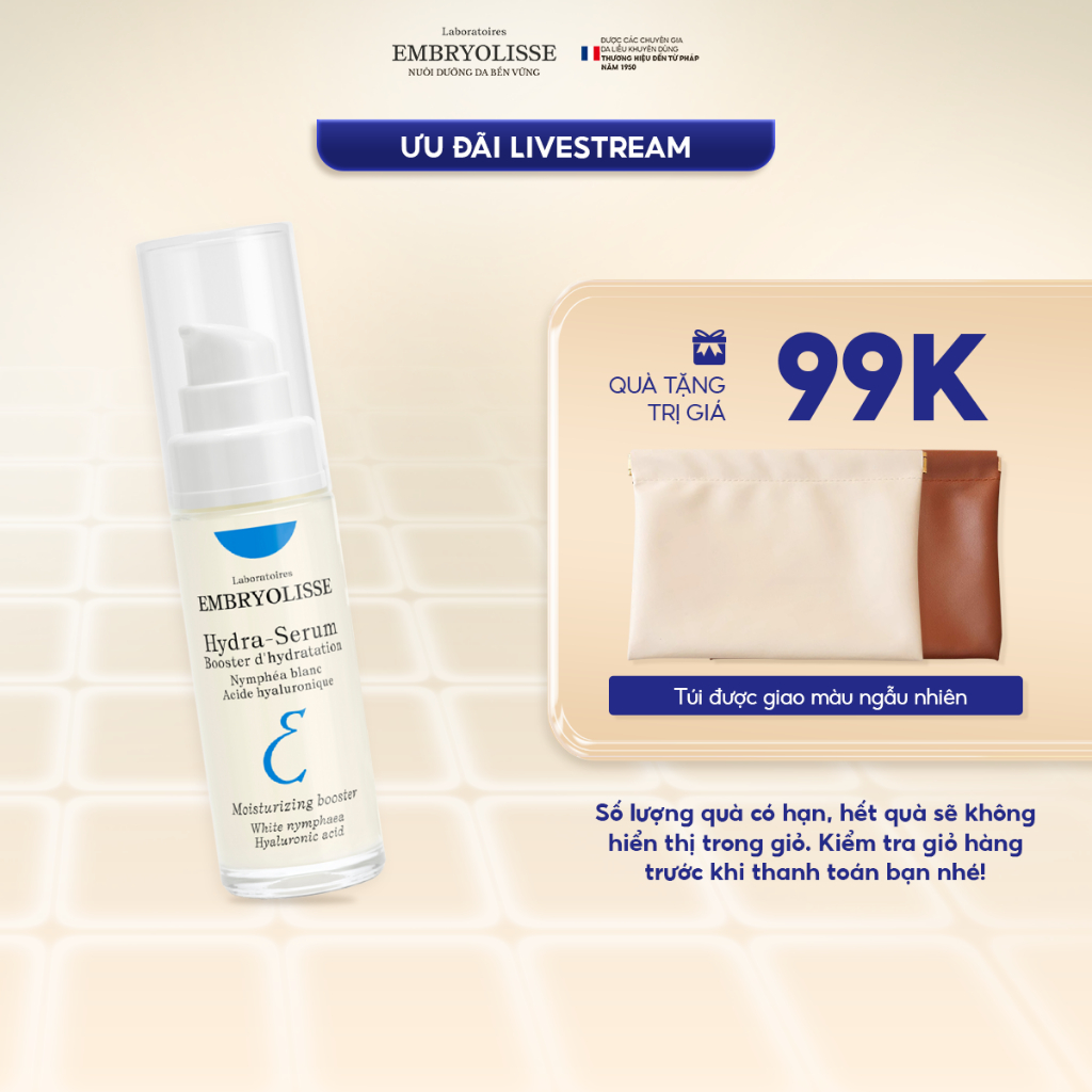 [Livestream x EMB] DATE: 4/2028 Serum Double HA cấp ẩm Embryolisse Hydra SERUM 30ml