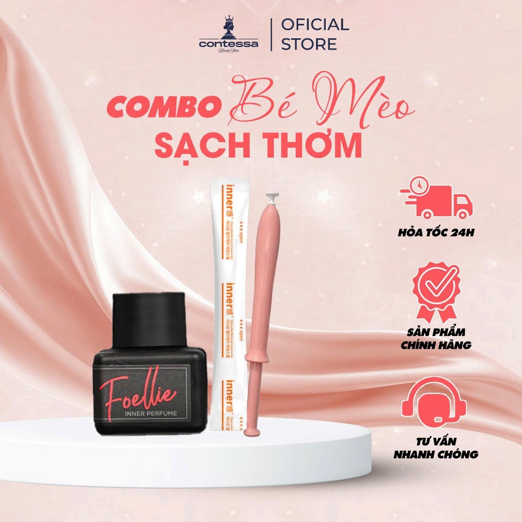 Combo Foellie Bijou Đen Nước Hoa Vùng Kín + Inner Gel Hàn Quốc | Bé Mèo Sạch Thơm, Khử Mùi